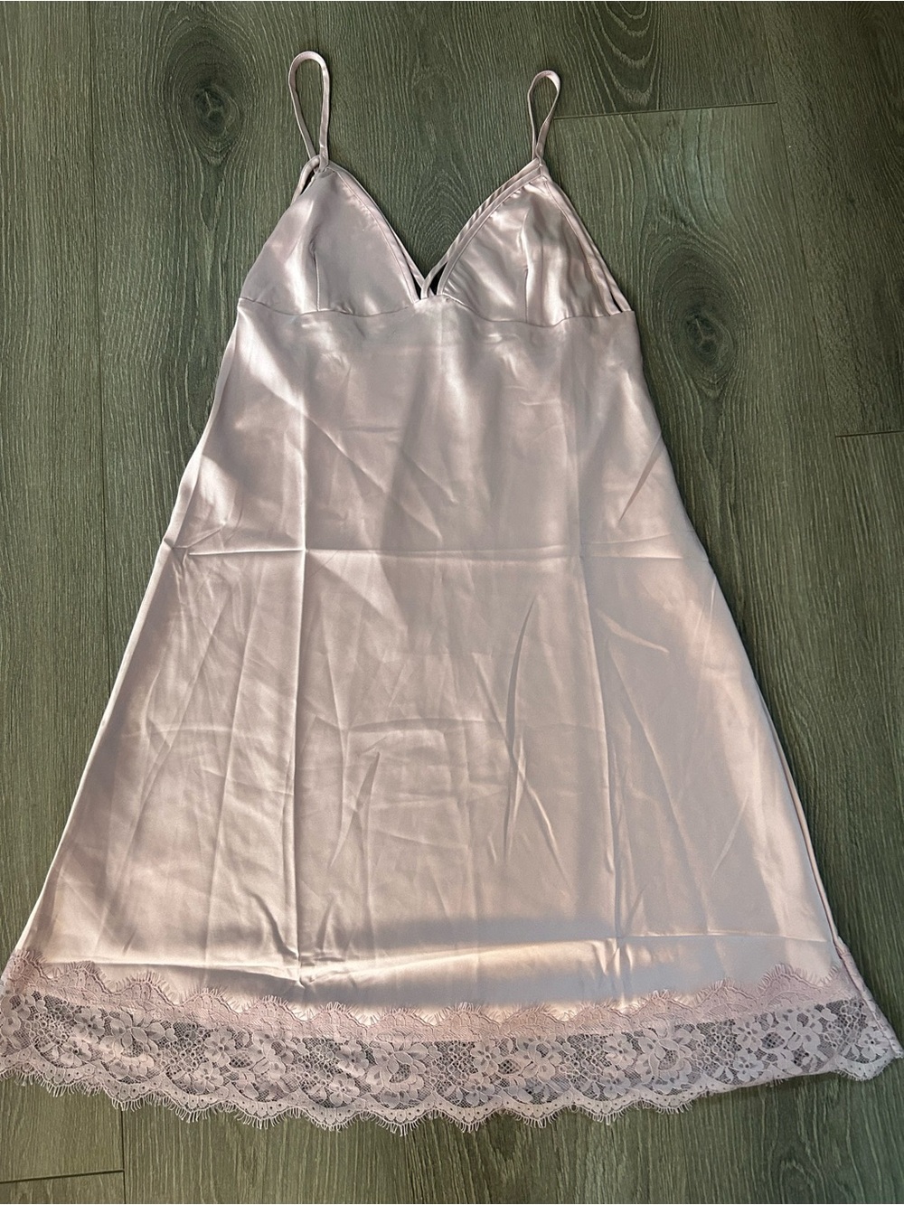 Silky Lace-Trim Slip Dress in Light Pink/purple - (Brand Unspecified)